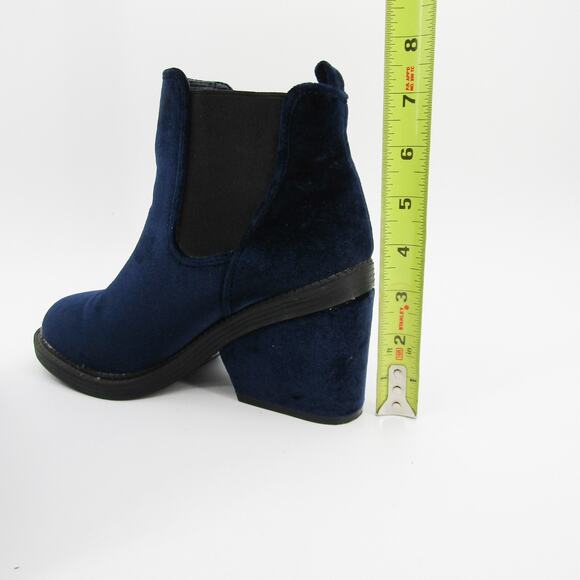 Indigo Rd Women Chelsea Boots US 7 Chunky Platform Velvet Bootie Blue - Picture 4 of 10